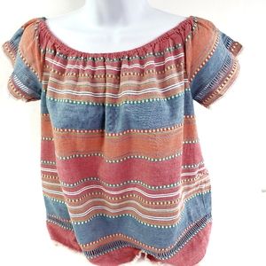 DRA Los Angeles Anthropologie Stripe Southwestern Boho Top crop small NWT